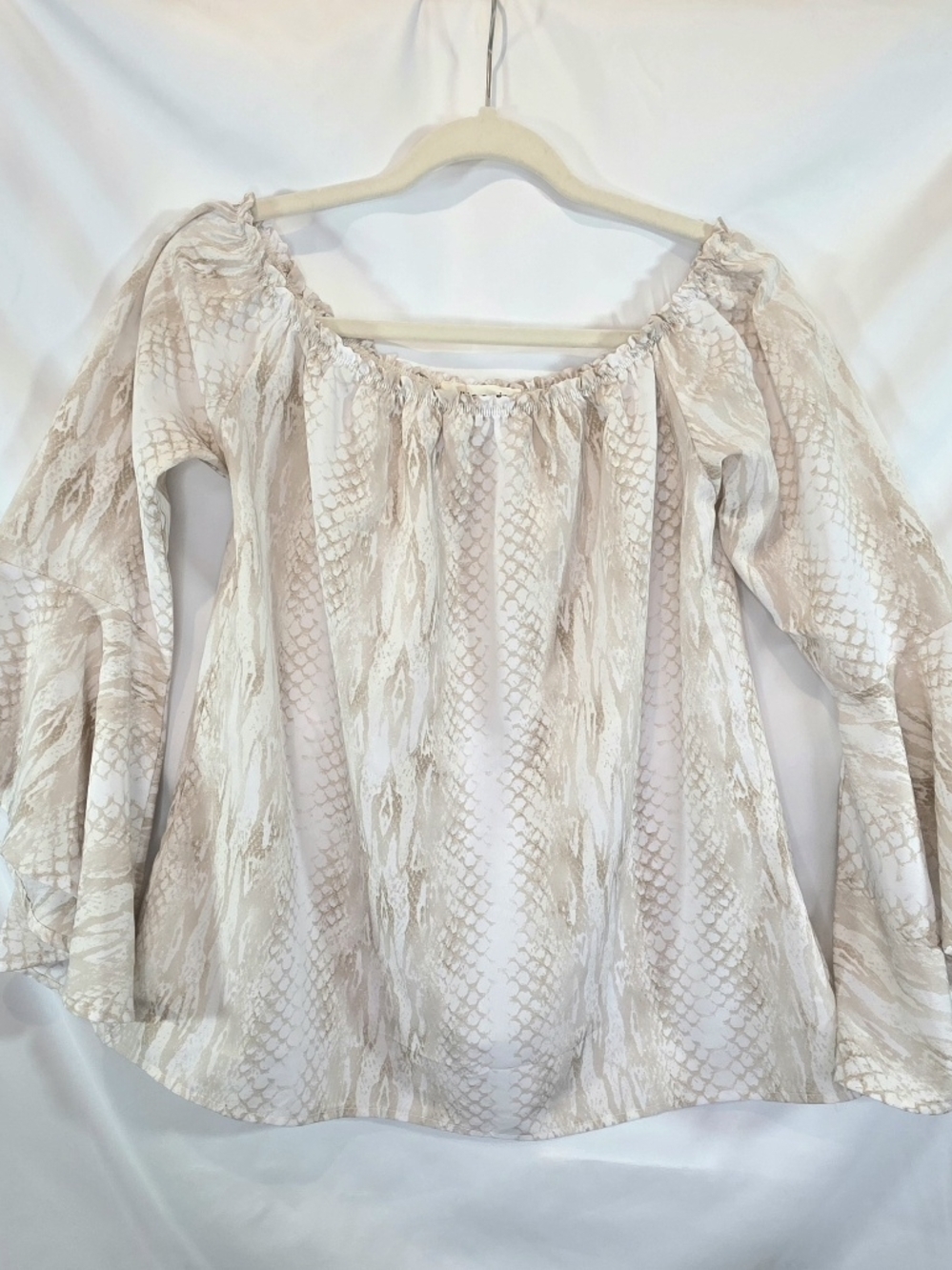Nikki & Erin Cottagecore Peplum Fairy Y2K Snake Print Bell Sleeve Blouse M